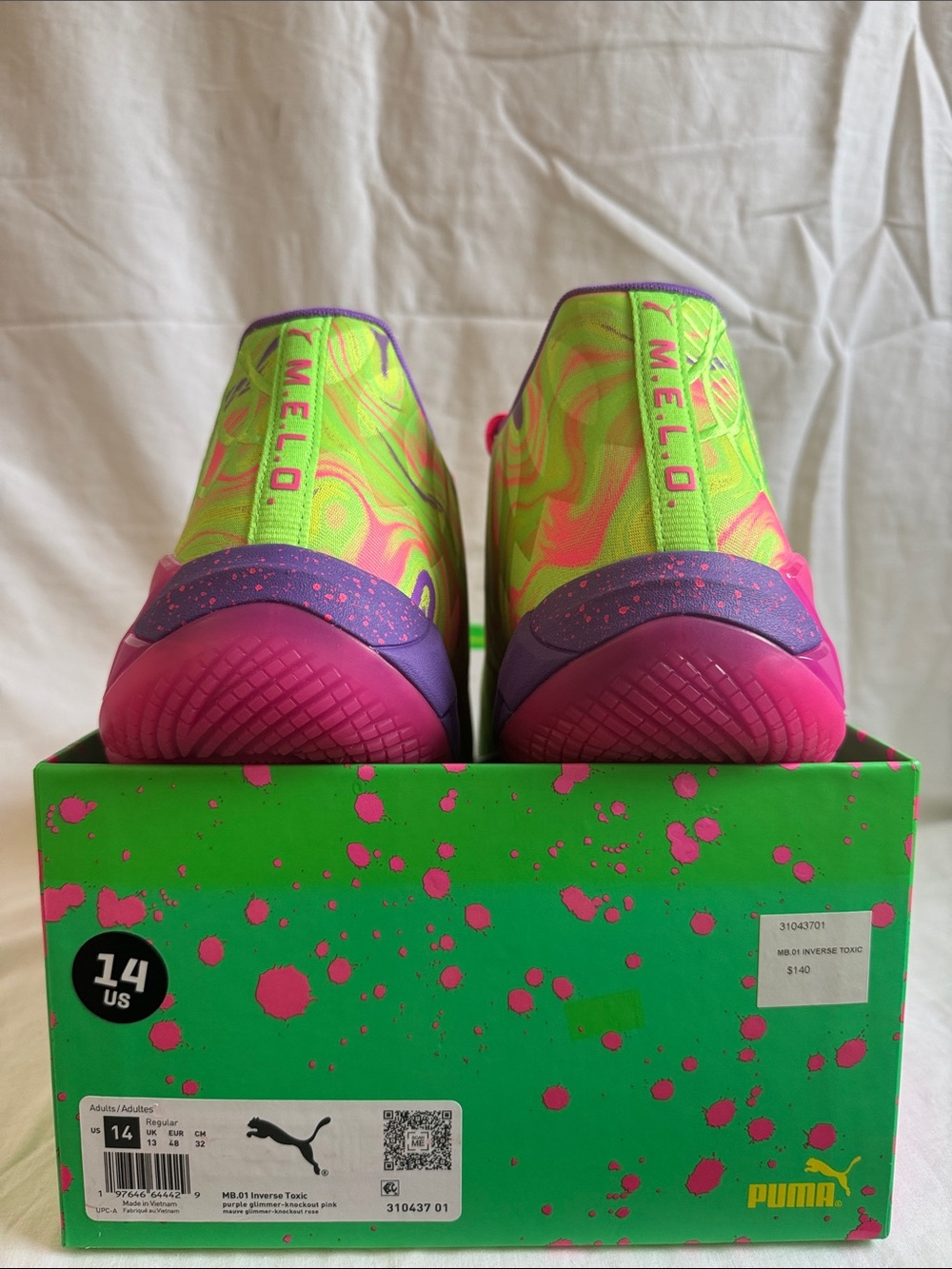 Puma Neon Green & Hot Pink Sneakers - Picture 3 of 5